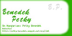 benedek petky business card